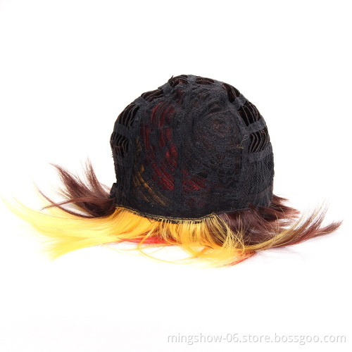Popular Women Synthetic Hair Wig Bob Haircut Pixie Style with Bangs Colorful Short wigs hair extension